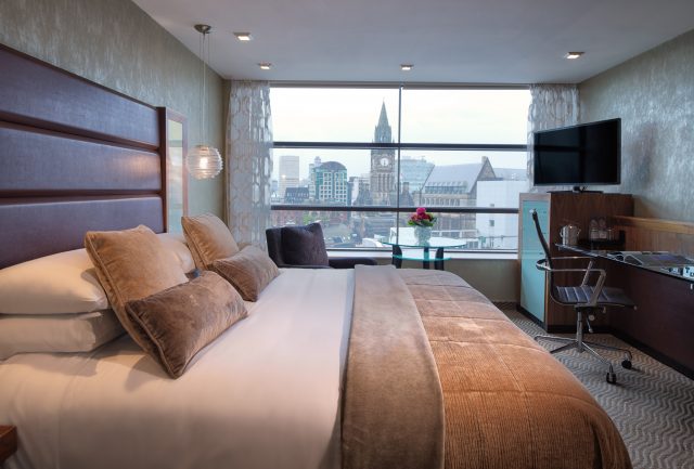 Deluxe Bedroom with city view at Manchester Radisson Blu Edwardian NCN
