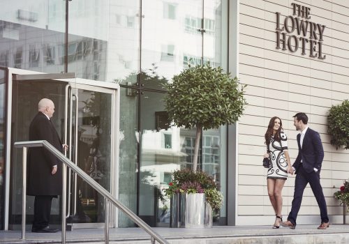 Couple outside The Lowry Hotel